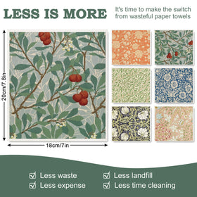 Whaline William Morris dishcloths featuring leaves motif for eco-friendly cleaning.