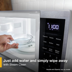 Whirlpool WMCS3019RB express buttons enable fast presets for busy days.