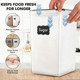 White Feather Supplies wide tall containers fit cereals and rice easily