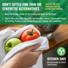 WHITEWRAP 100-percent cotton towels safe for food prep and family use