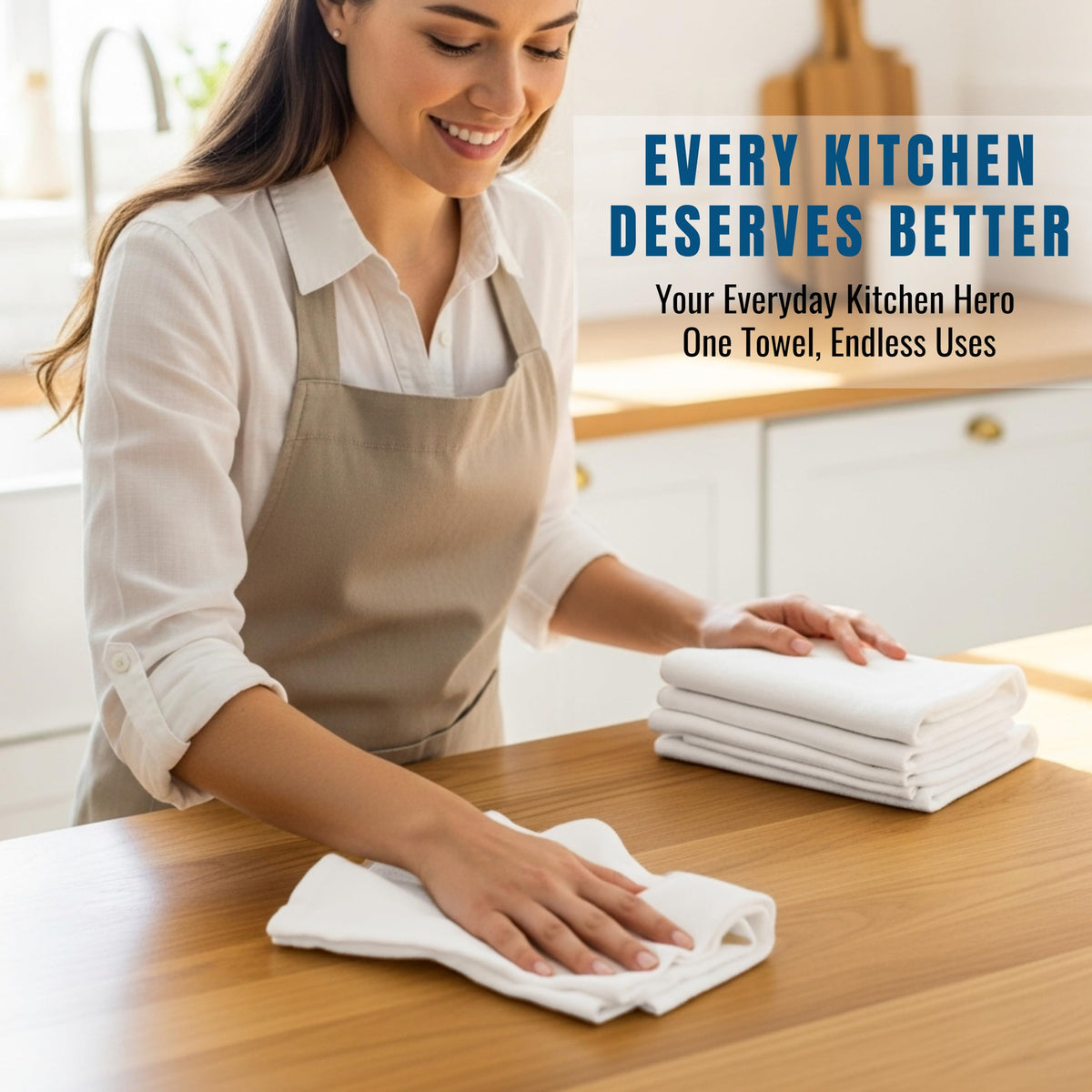 WhiteWrap Flour Sack Towels close-up, ultra-absorbent for quick kitchen dries