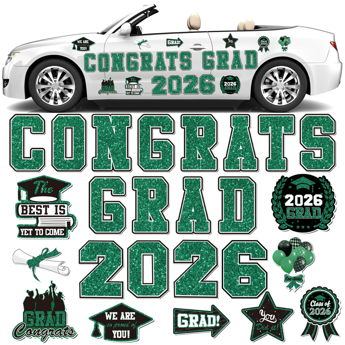 WHYMEO congratulatory letters magnet set for car decor and celebrations