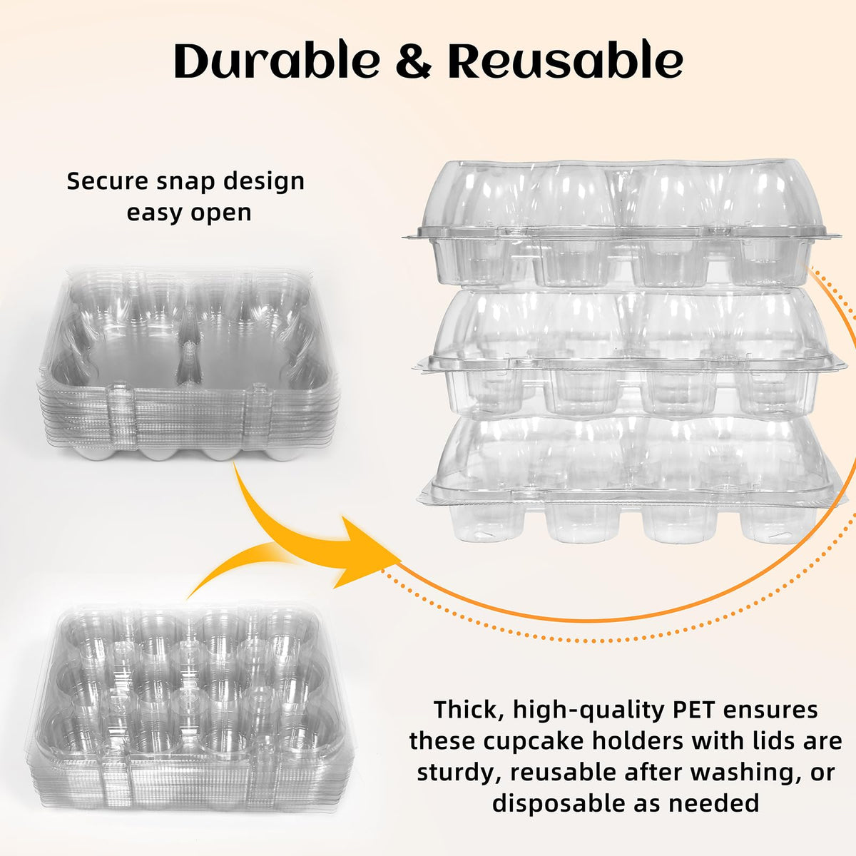 WIKDAY cupcake boxes with snap lids prevent spills