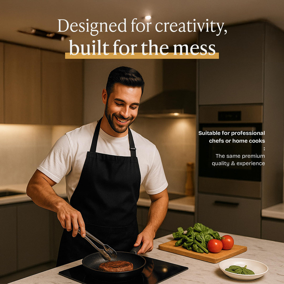 Will Well chef apron adjustable neck strap enhances comfort during long cooking sessions.