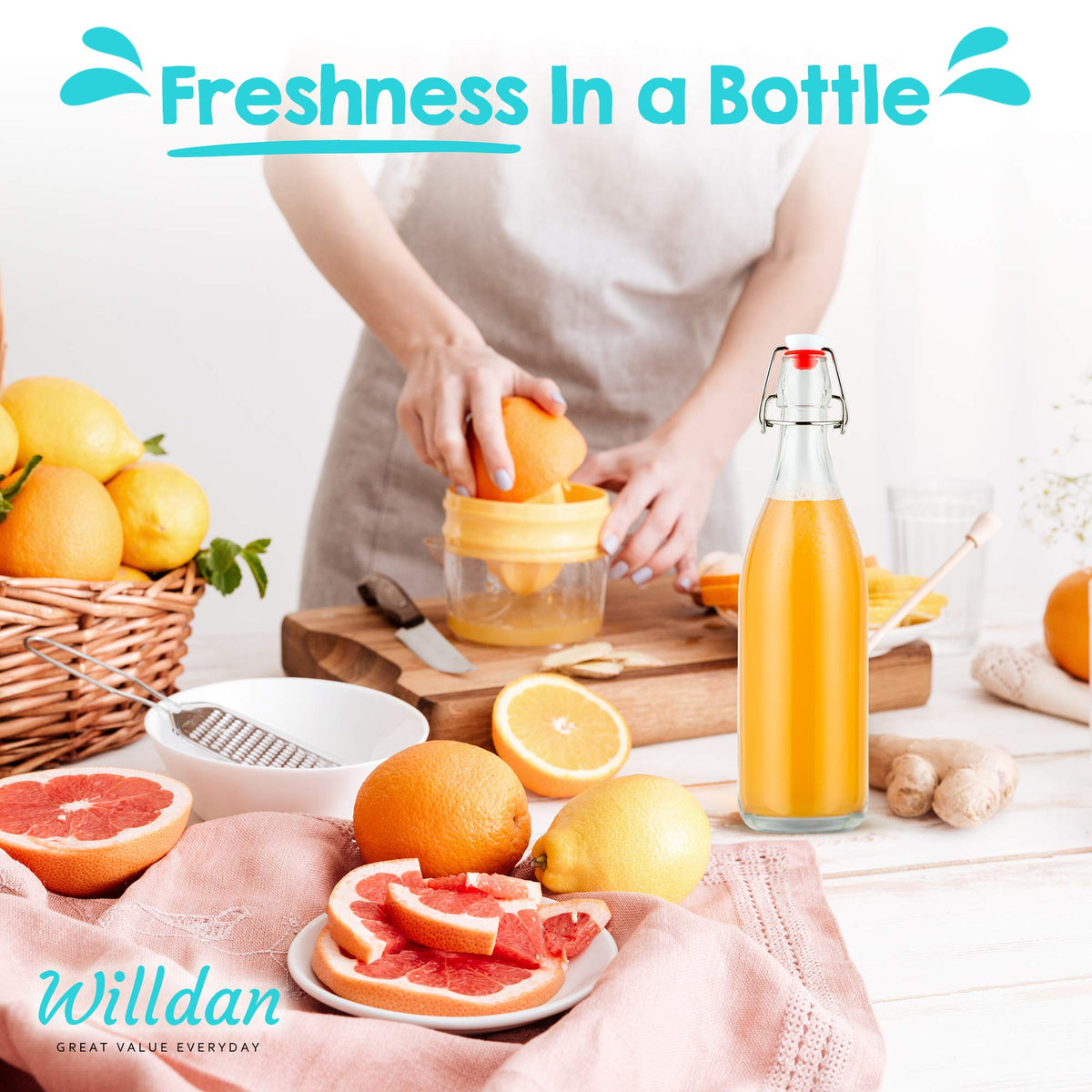 Willdan funnel and labels included to organize beverages efficiently.