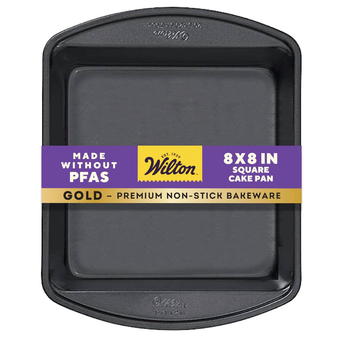 Wilton Gold non-stick 8x8 square pan, even heat for brownies and bars, hero view