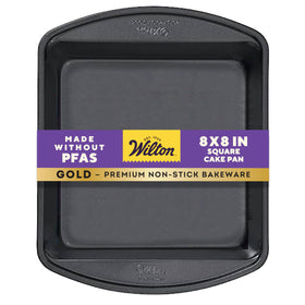 Wilton Gold non-stick 8x8 square pan, even heat for brownies and bars, hero view