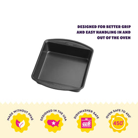 Interior view of Wilton Gold non-stick 8x8 square pan showing smooth coating