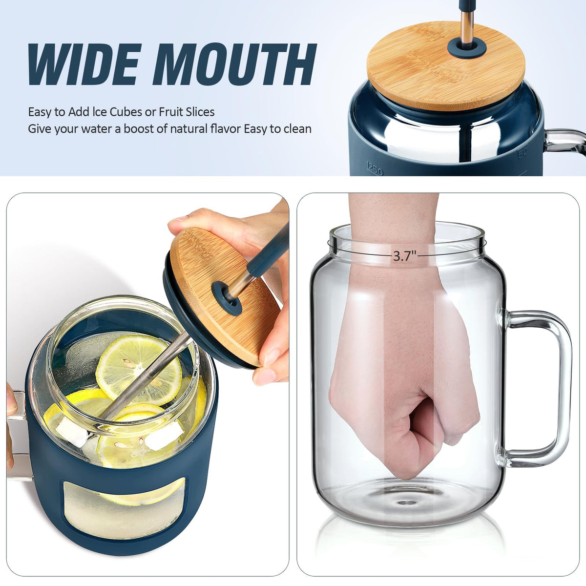 WINSA silicone sleeve provides a non-slip grip and condensation control on a desk.