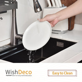 WishDeco daily-use porcelain plates fit dinners, salads, and desserts.