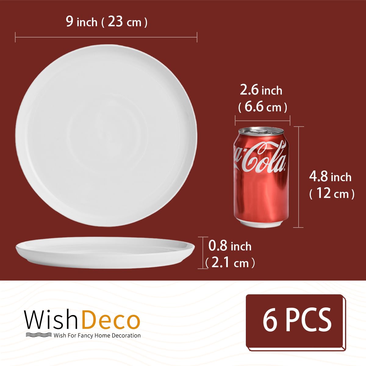 WishDeco white dinner plates with lipped edges prevent spills during meals.