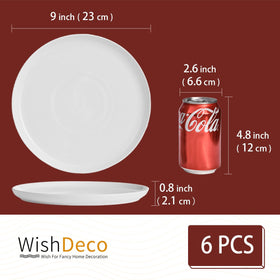 WishDeco white dinner plates with lipped edges prevent spills during meals.