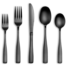 WISKEMA 20-piece black silverware set for four, ideal for family meals and entertaining