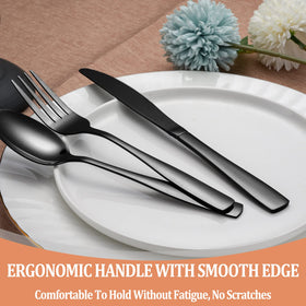 WISKEMA mirror-polished black flatware for elegant table settings.