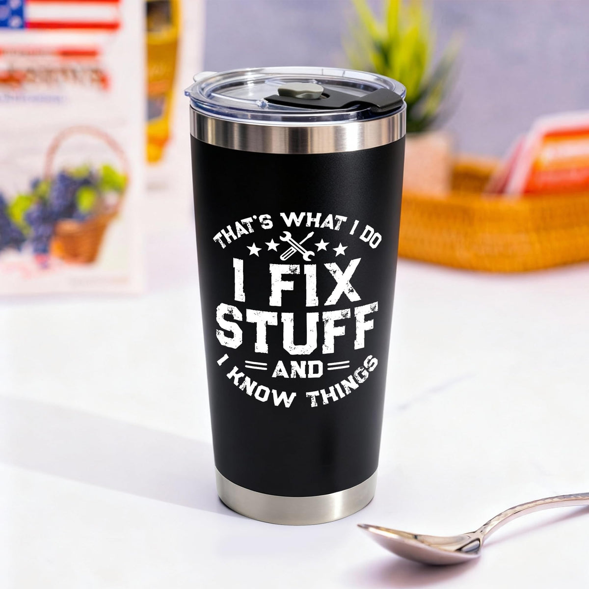 WITTSPOT 20oz tumbler with sweat-proof finish for a comfortable grip.