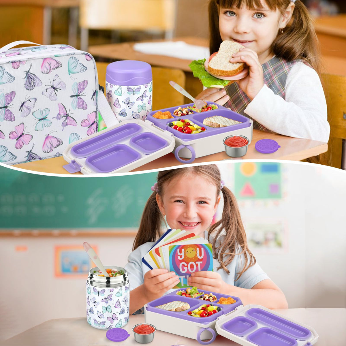 Wiwens lunch cards with cute illustrations encourage kids to eat.
