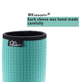 WK IEASON 12oz can sleeve in dark blue enhances grip and keeps drinks cool longer