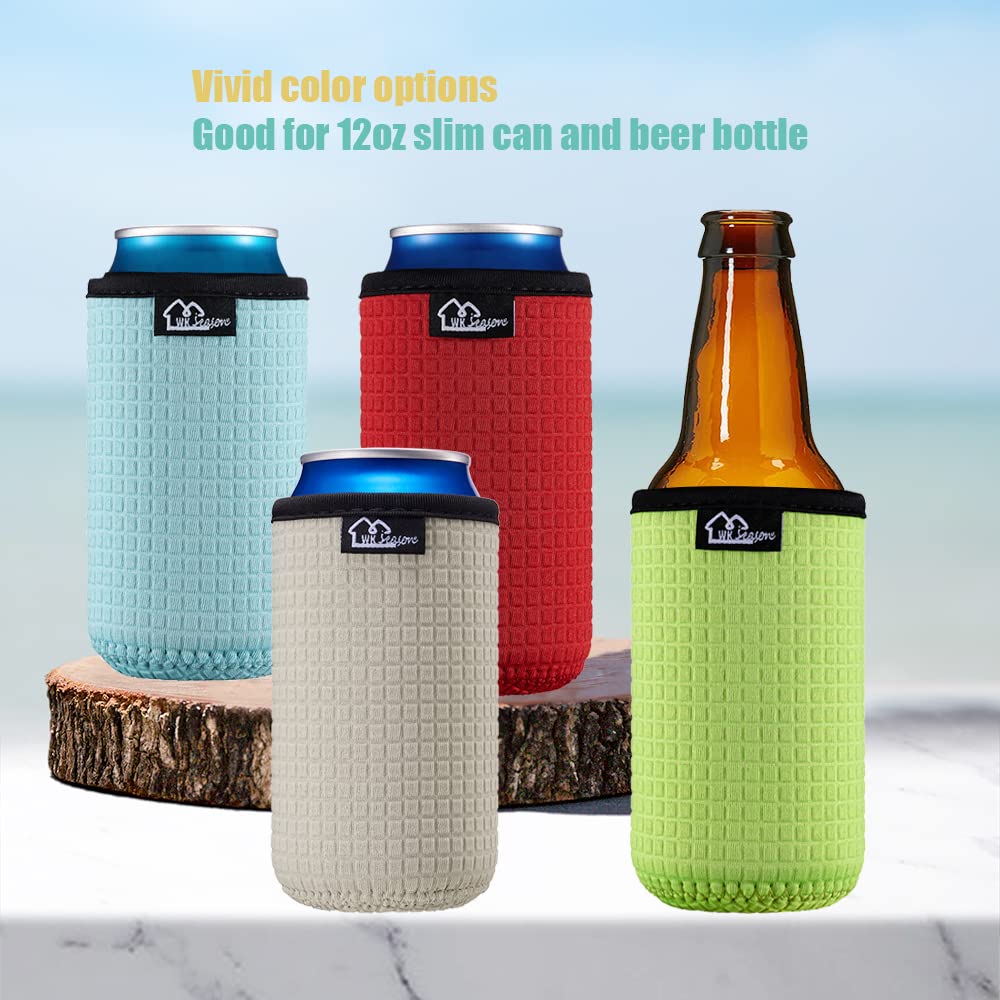 WK IEASON 12oz slim can sleeve in blue offers easy grip and spill prevention