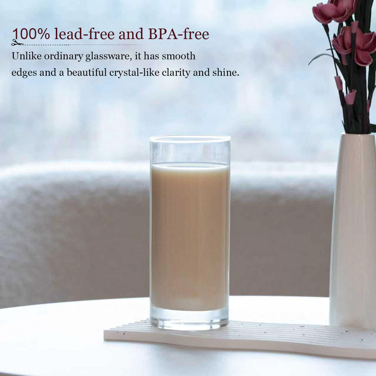 Wlasss crystal-clear tall glass ice-ready, ideal for refreshing beverages.