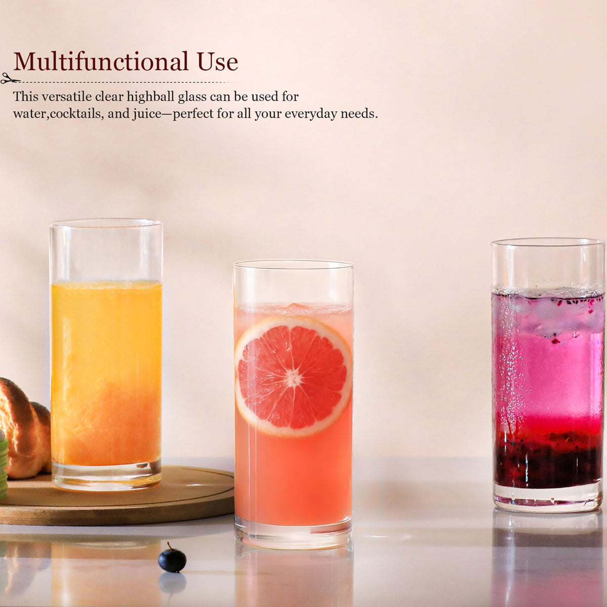 Wlasss highball glass with crystal-clear clarity enhances presentation