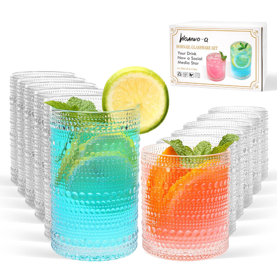 Woaiwo-q hobnail highball glasses highlight drinks with vintage texture for stylish entertaining