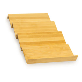 WodGod bamboo spice rack in a drawer with tilt view for easy spice access.