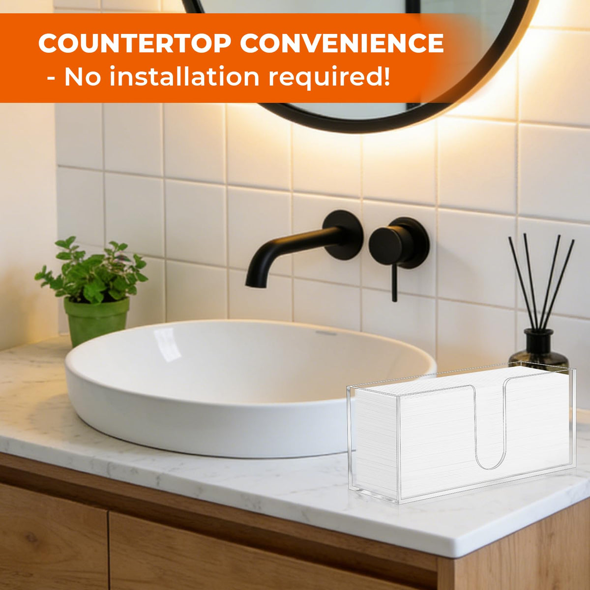 Bathroom or kitchen use with WOHUGEKOKO countertop holder