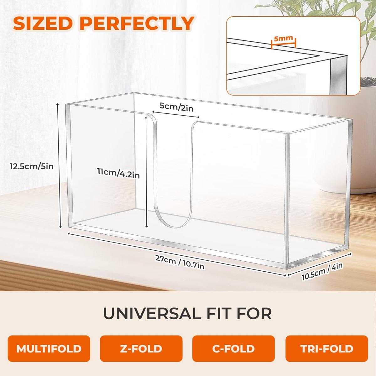 WOHUGEKOKO clear acrylic towel dispenser with transparent visibility