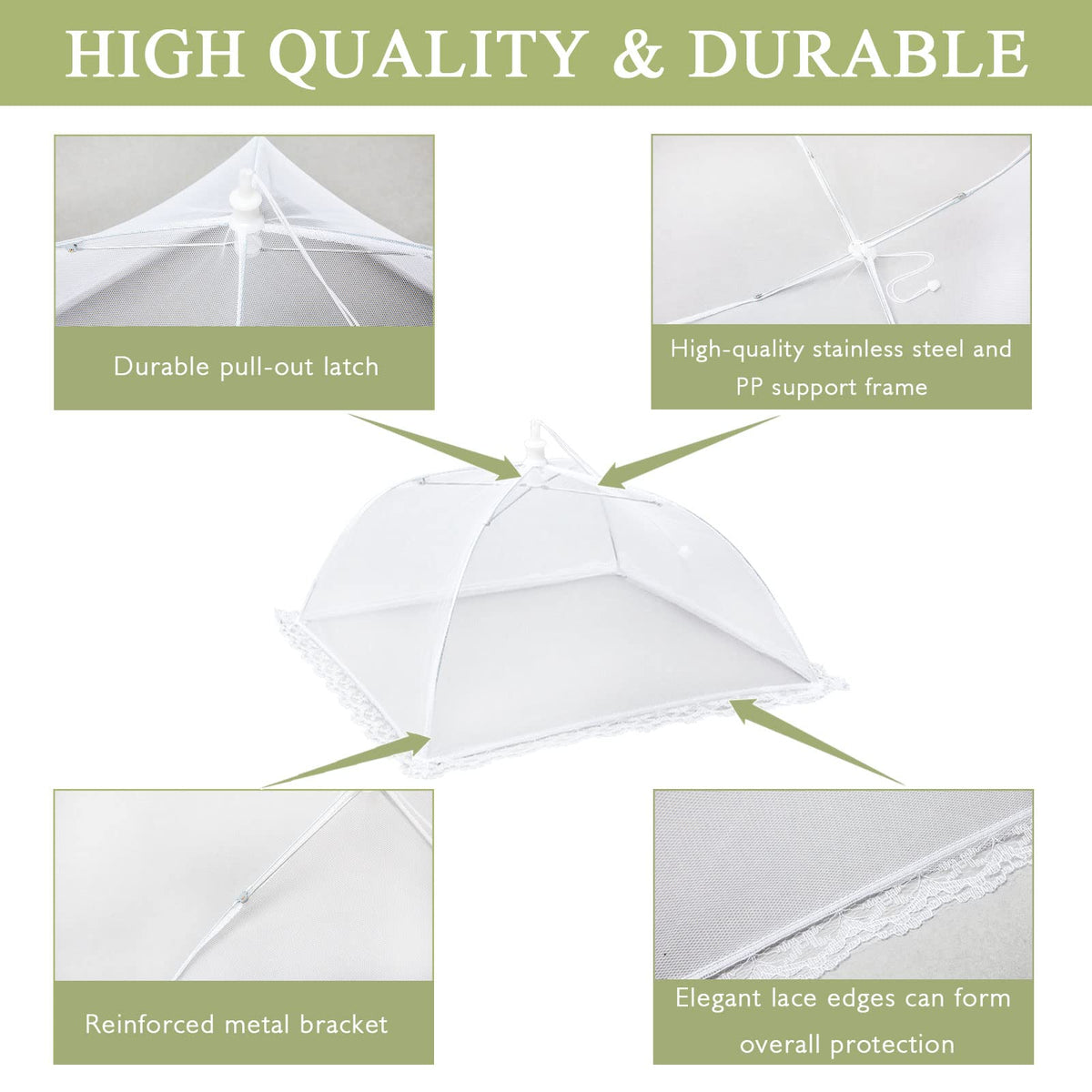 Wokuya lace edge dense mesh blocks insects during outdoor dining