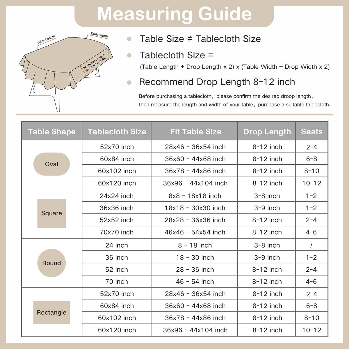 Wolkemer tablecloth for indoor outdoor use cleans easily after meals.