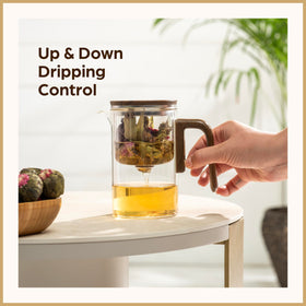 WOLTBLOOM Enchanti teapot's drip-free spout keeps serving neat.