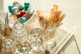 Woodable disposable coffee stirrers streamline cleanup after service.