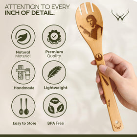 Woodlands USA heat-resistant wooden utensils protecting non-stick cookware