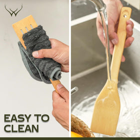 Woodlands USA nonstick-safe utensils prevent scratches on pots and pans.