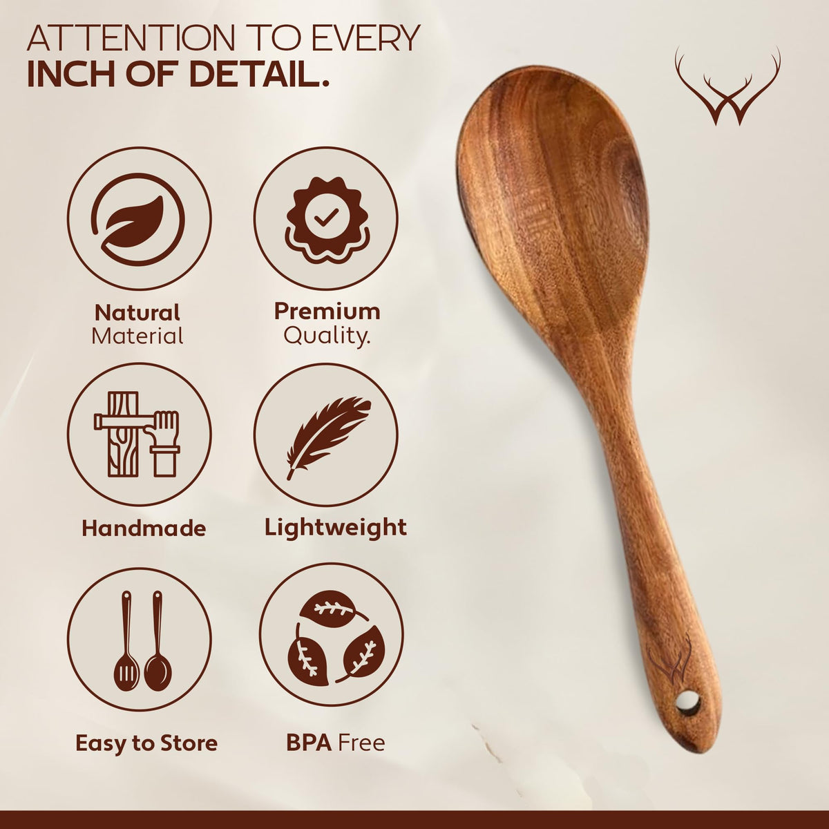Woodlands USA teak serving spoon easy sharing of dishes.