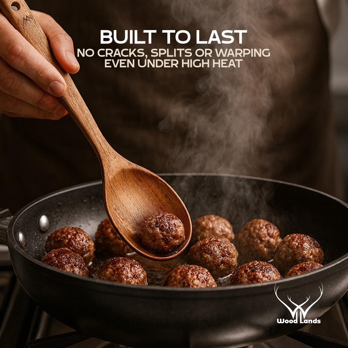 Woodlands USA teak utensil rest keeps counters clean.