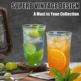 Wookgreat versatile glass for juice, cocktails, and whiskey with a timeless embossed silhouette.