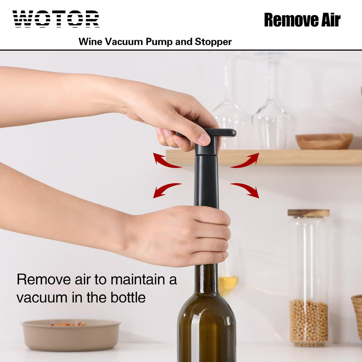WOTOR wine stoppers in a dining setting, signaling versatile use.