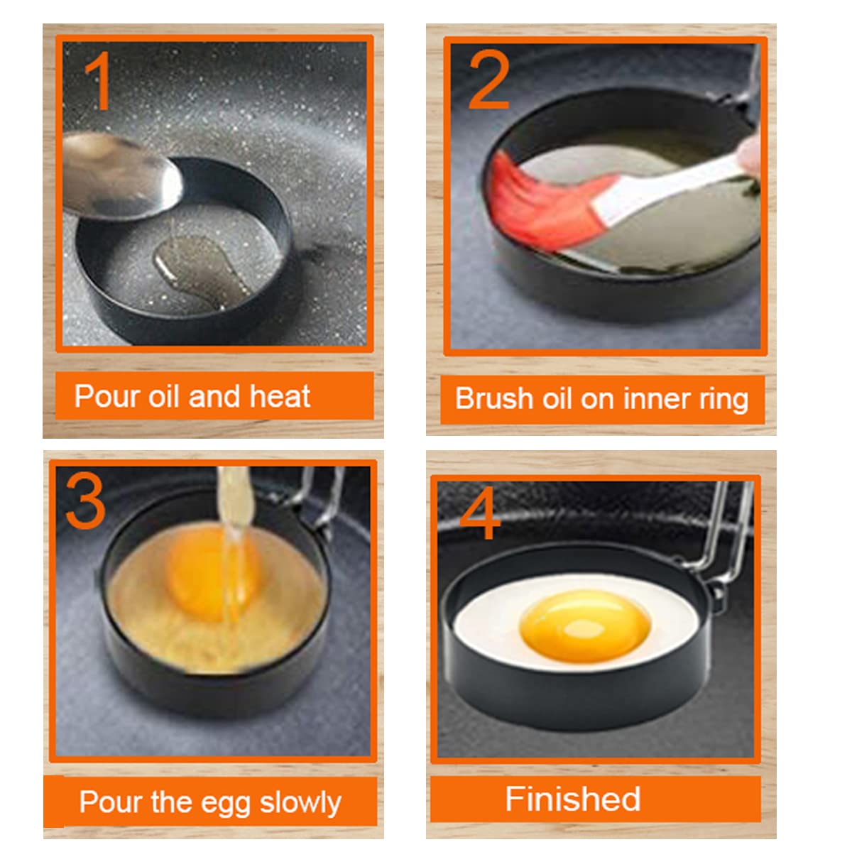 WOWITIS versatile rings suitable for omelets, pancakes, eggs, and sandwiches.