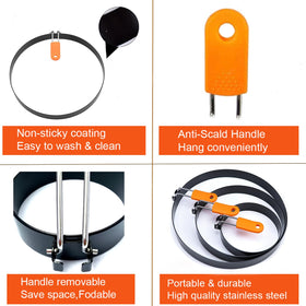 WOWITIS pancake ring and mold in stainless steel for versatile breakfast.