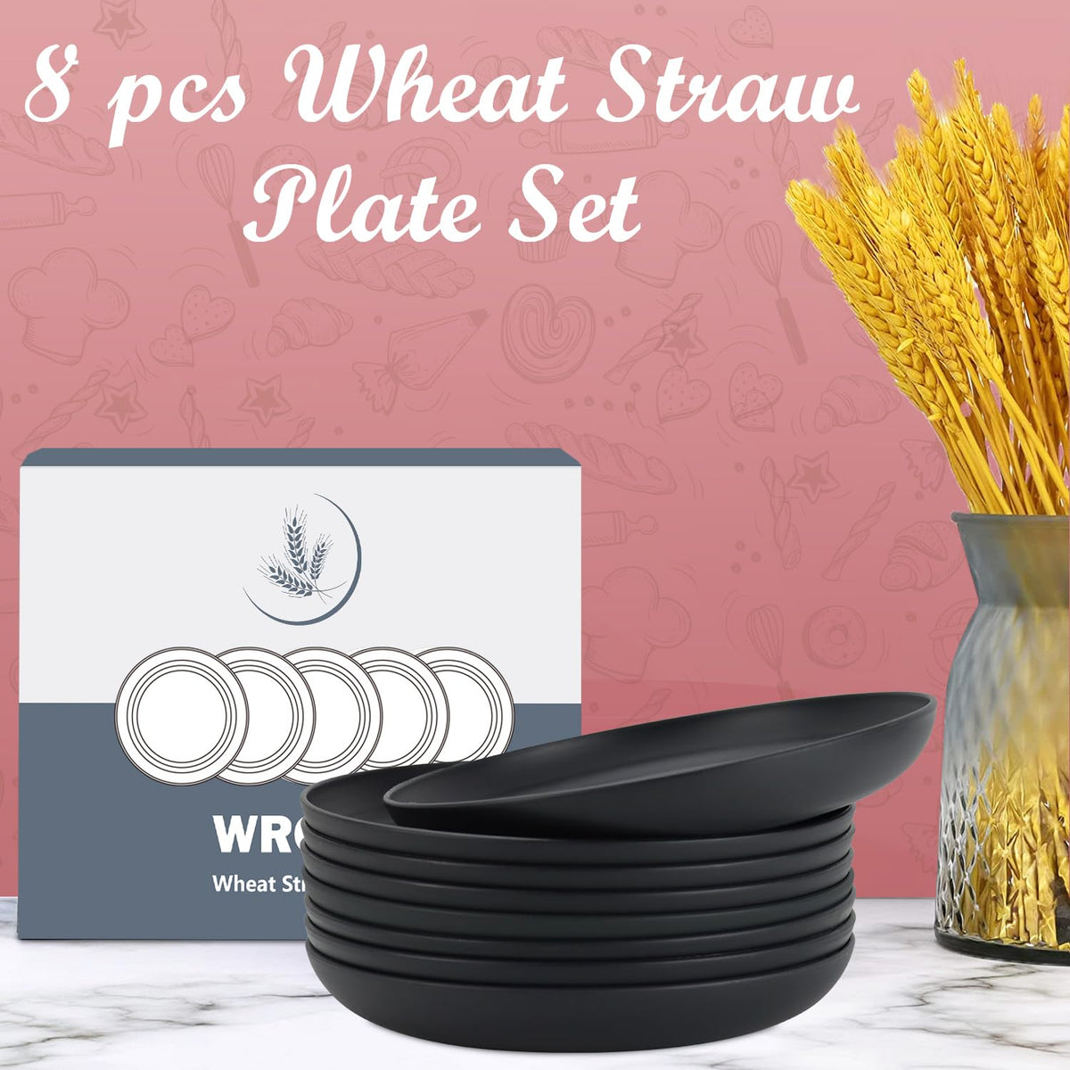 Versatile use for pasta, salads, and desserts with Wrova wheat straw plates.