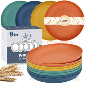 Wrova Wheat Straw Plates 9inch durable for family meals and casual dining