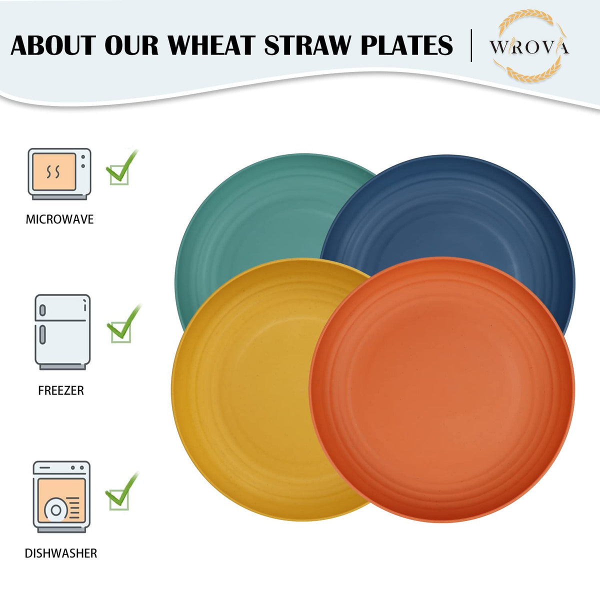 Wrova Wheat Straw Plates Colorful Green bring vibrant vibes to picnics and meal prep