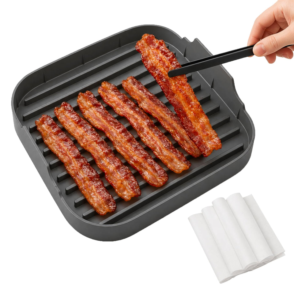 WUYIHUACHEN microwave bacon tray front view shows compact design for quick, even cooking