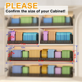 Detachable lid rack adds modular storage in cabinets, drawers, or shelves.
