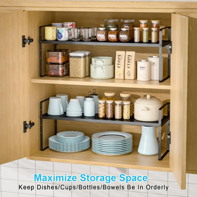 X-cosrack versatile storage for cabinets and countertops.