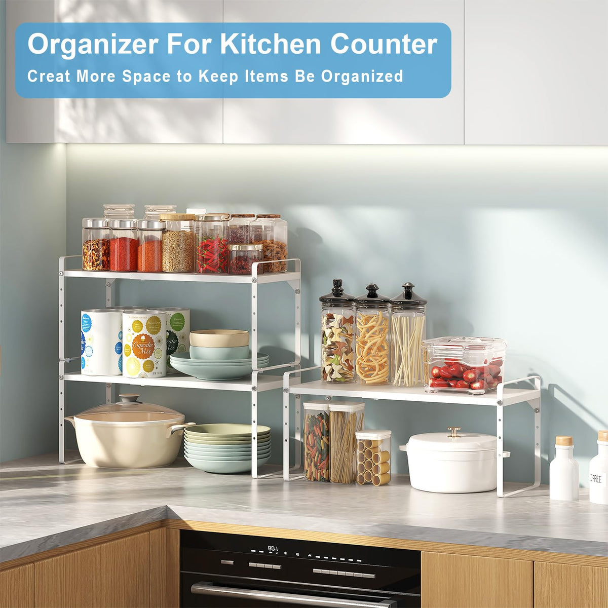 X-cosrack versatile storage for cabinets, countertops, and tabletops
