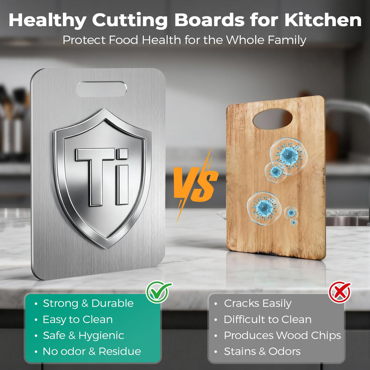 Xanthic Katuchef titanium cutting board double sided in use