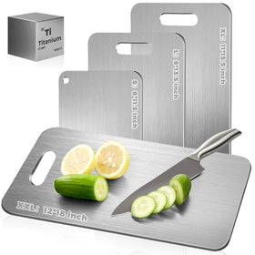 Xanthic Katuchef titanium cutting board front view for safe produce prep