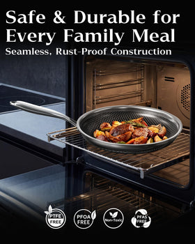 XBM pan with even heat distribution for versatile cooking.